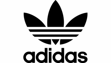 Black Adidas logo on a white background
