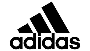 Black Adidas logo on a white background