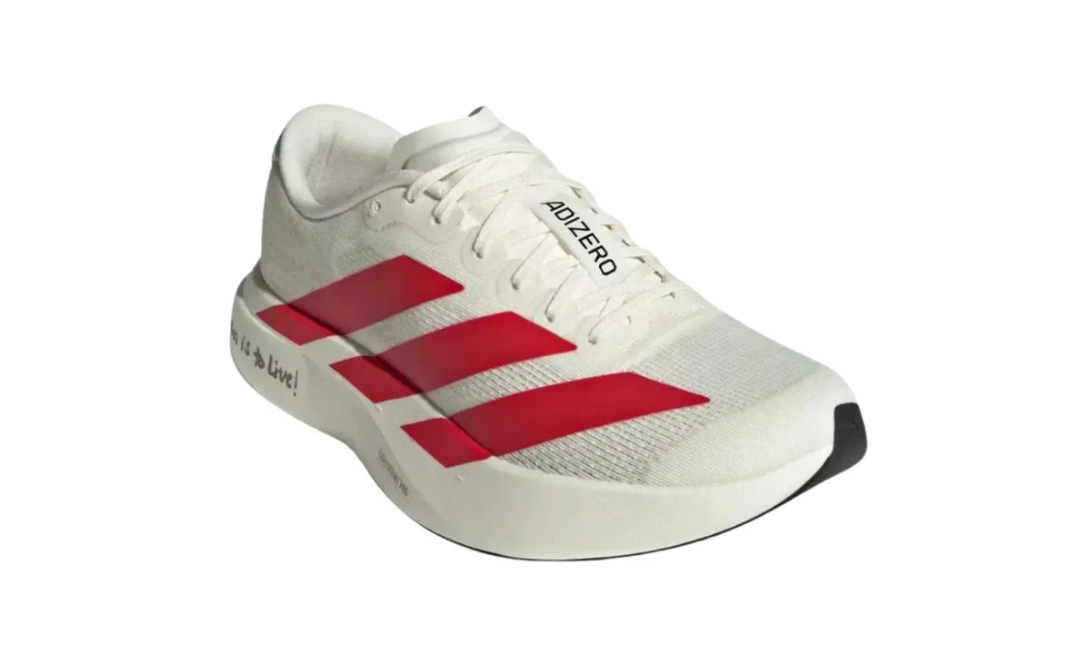 Adidas Adizero EVO SL To Run Is To Live Off White Better Scarlet men's sneakers – front three-quarter view