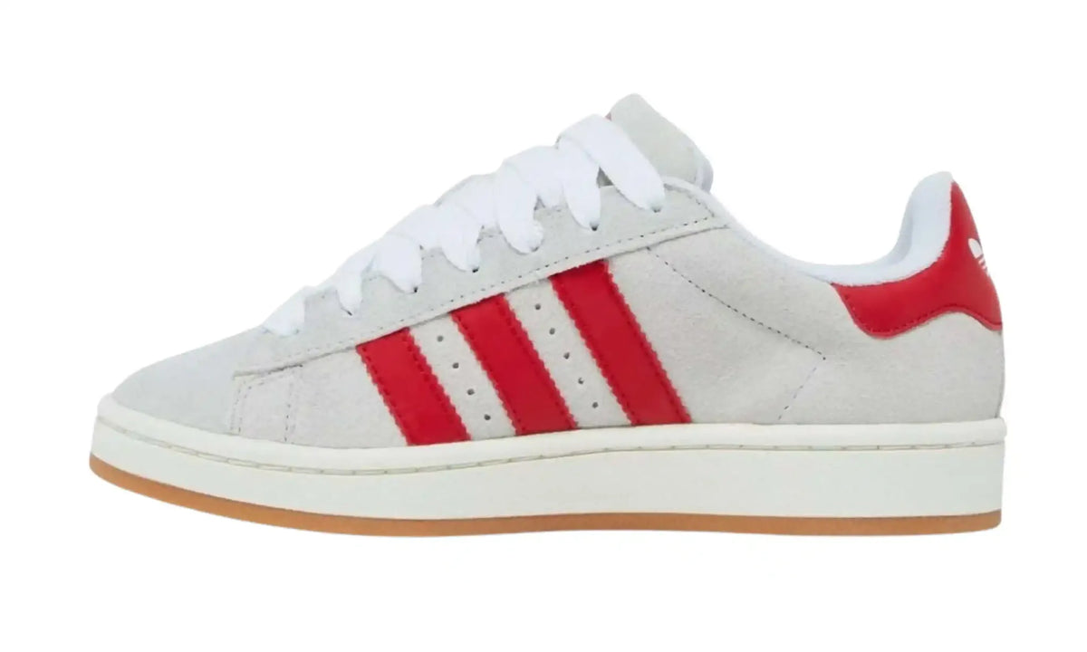 Adidas Campus 00s white red unisex sneakers with red stripes and gum sole, inner side view