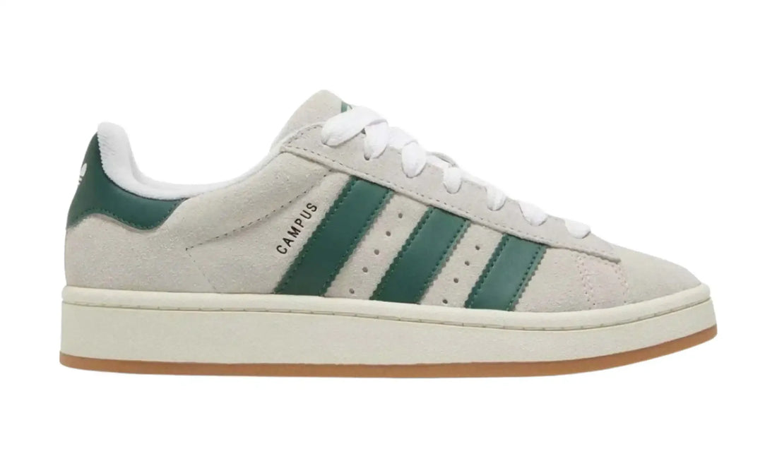 Adidas Campus 00s cream green unisex sneakers with green stripes and gum sole, outer side view