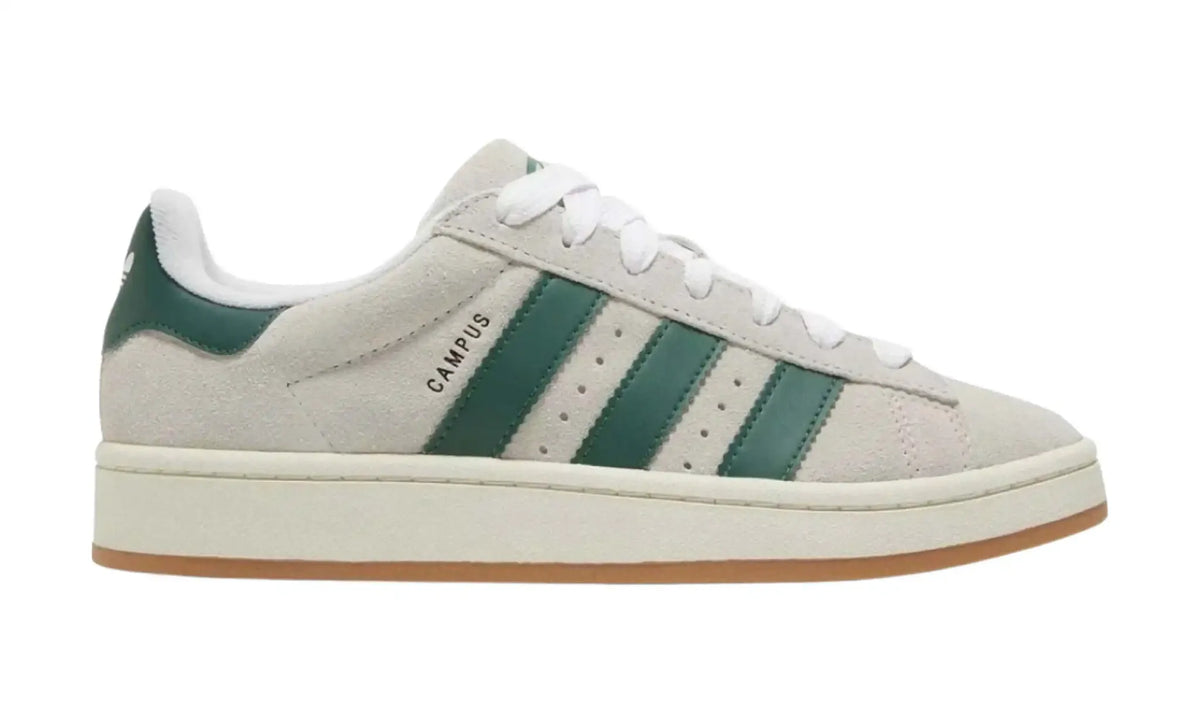 Adidas Campus 00s cream green unisex sneakers with green stripes and gum sole, outer side view