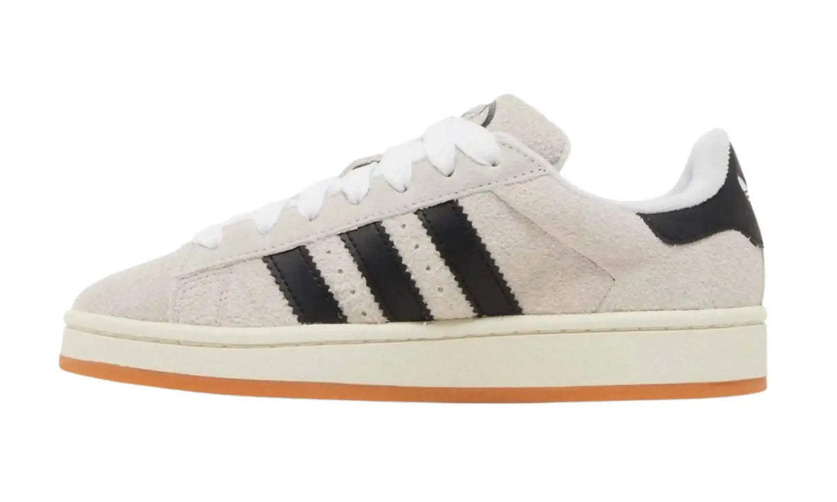 Adidas Campus cream black unisex sneakers with black stripes and gum sole, inner side view