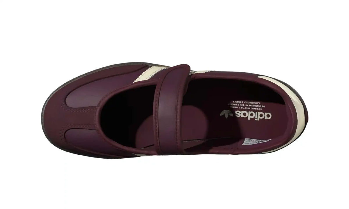 Adidas Samba Jane Burgundy Cream women's sneakers — top view showing instep strap and open vamp