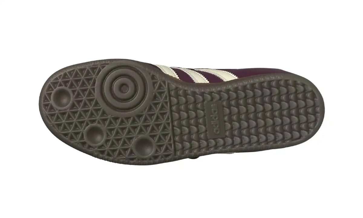 Adidas Samba Jane Burgundy Cream women's sneakers — dark gum-coloured outsole view