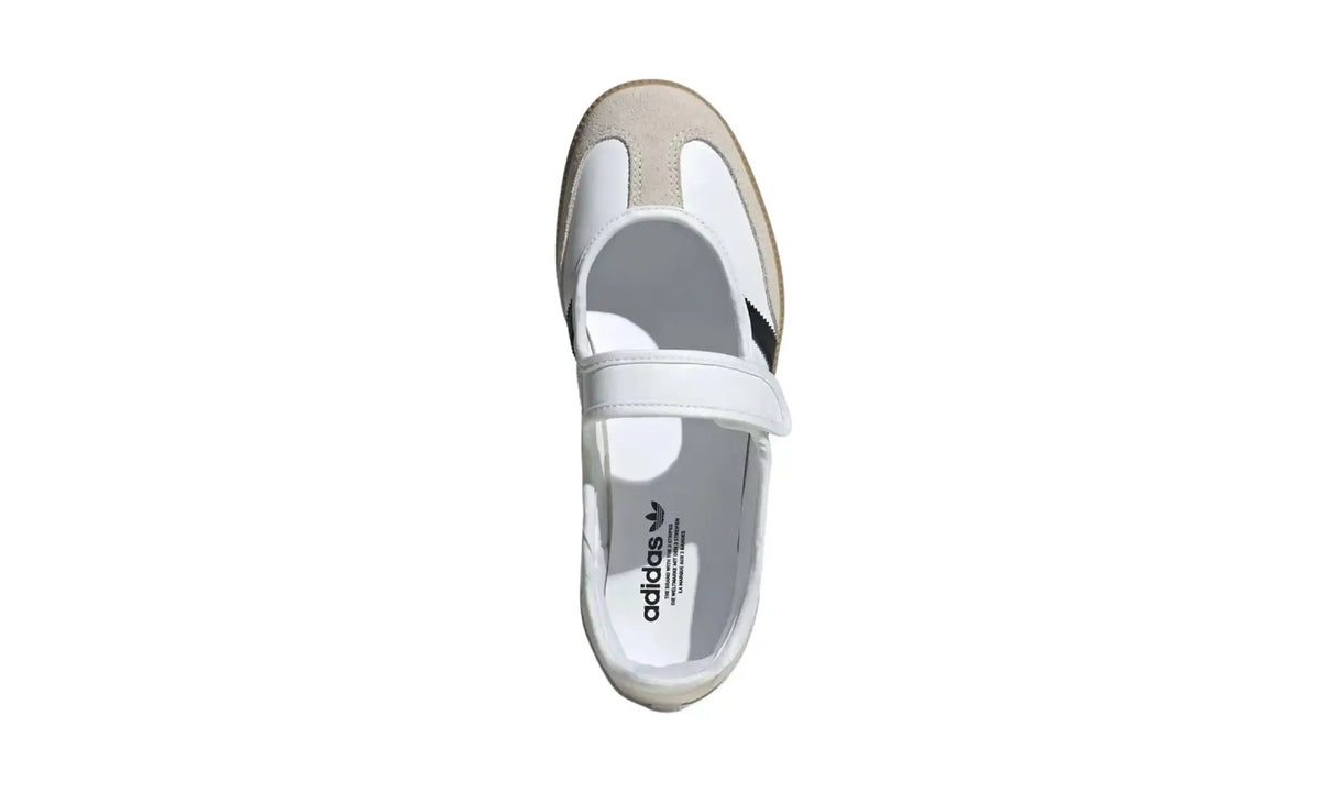 Adidas Samba Jane Cloud White Alumina Core Black women's sneakers – top view showing instep strap and open vamp