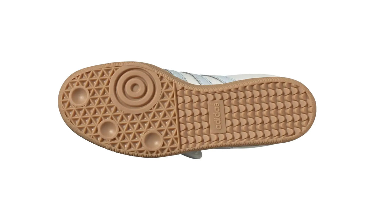 Adidas Samba Jane Cloud White Gum Halo Blue women's sneakers — gum-coloured outsole view