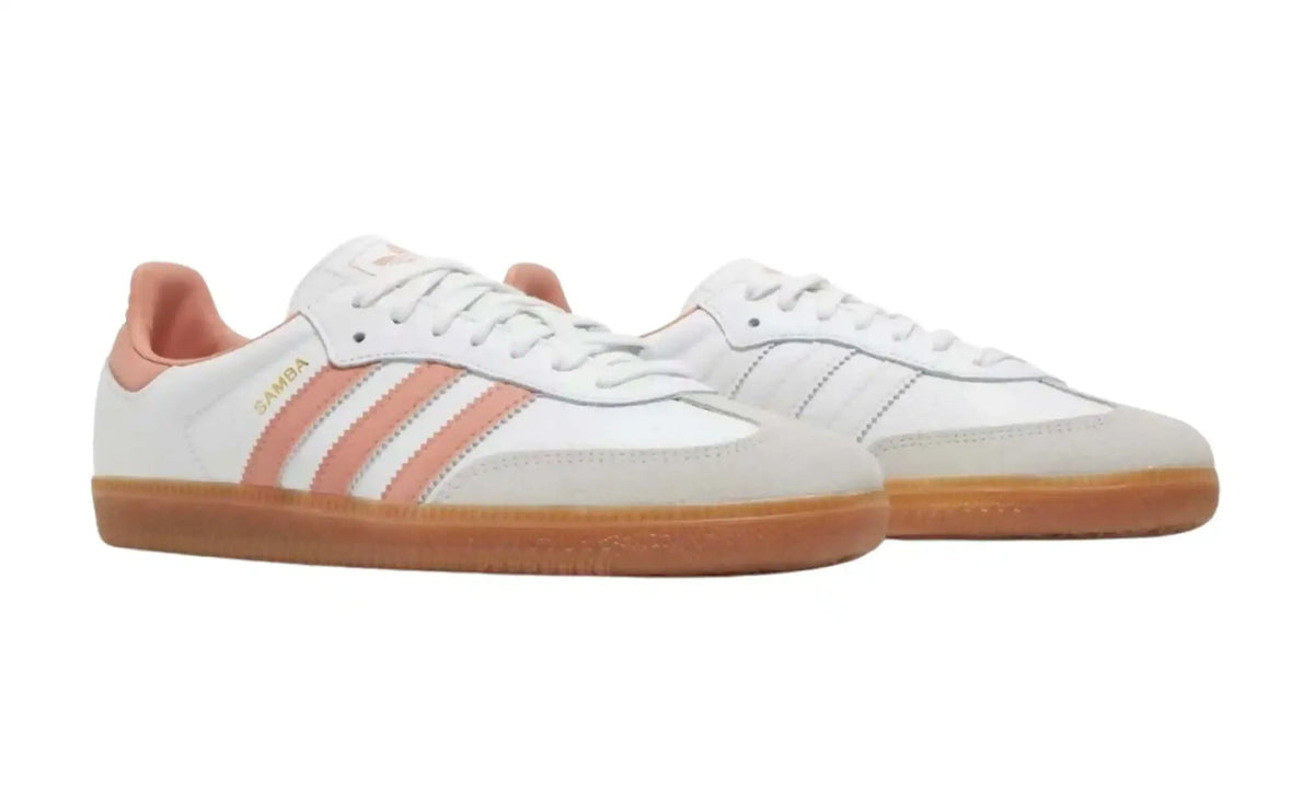 Adidas Samba OG Cloud White Wonder Clay Gum unisex sneakers, front angled pair view