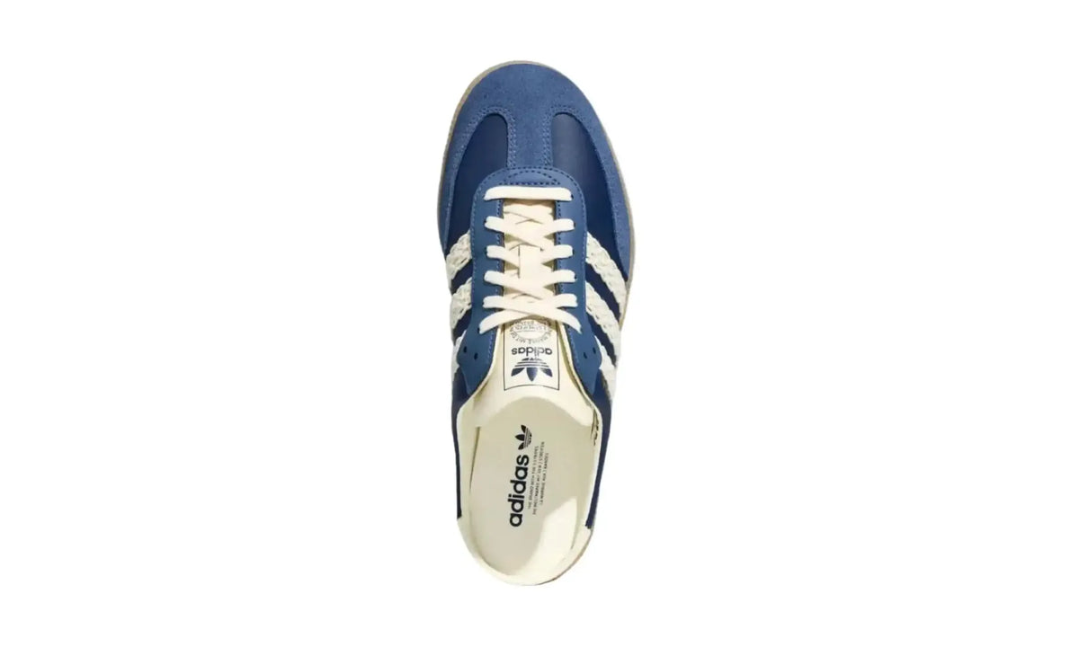 Adidas Samba OG Mule Navy Blue unisex shoe, top view showing front laces and open heel