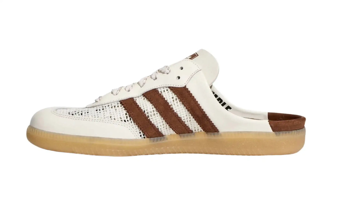 Adidas Samba OG Mule Off White Brown inner side view showing mesh-style panels and open heel