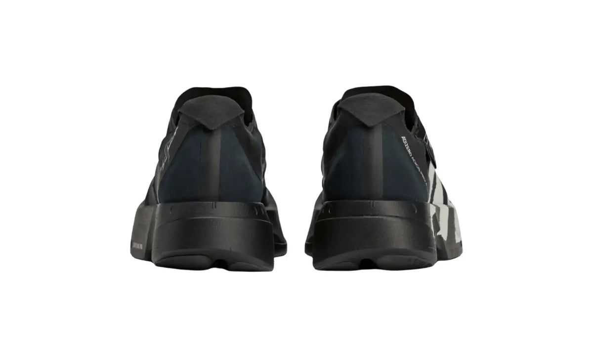 Adidas Y-3 Adizero Adios Pro 4 black off white unisex sneakers, heel view