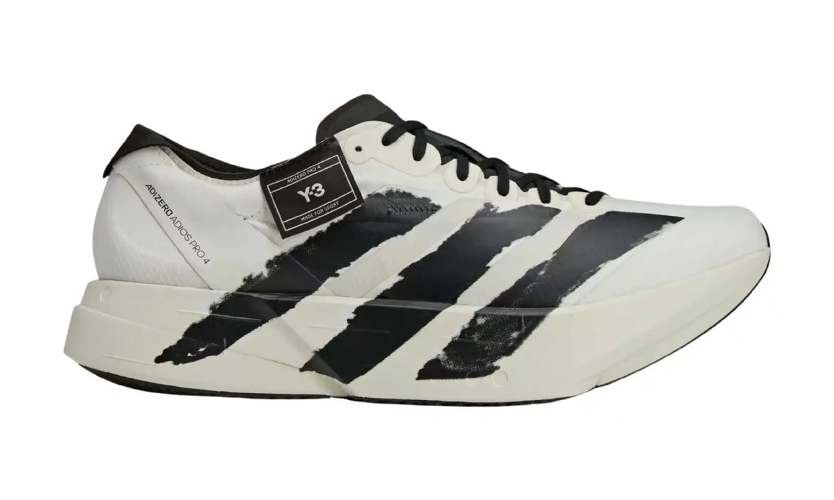 Adidas Y-3 Adizero Adios Pro 4 Off White / Black – outer side with black brushstroke stripes