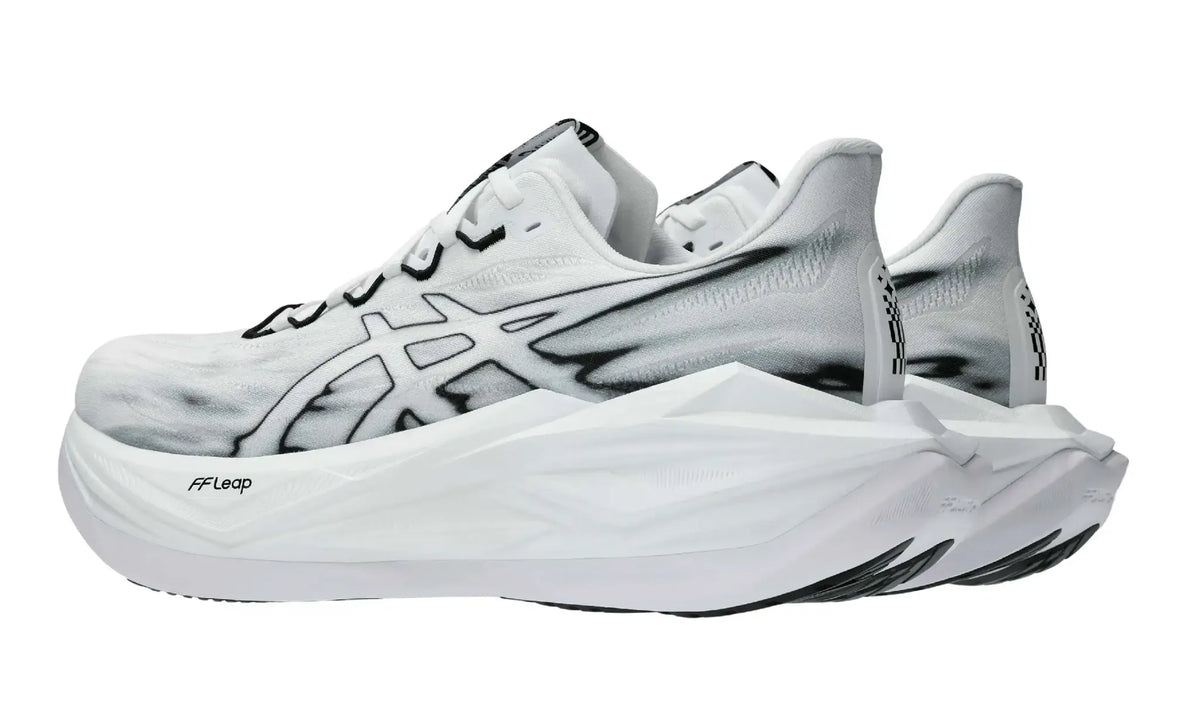 ASICS SUPERBLAST 3 White/Black sneakers, rear three-quarter view