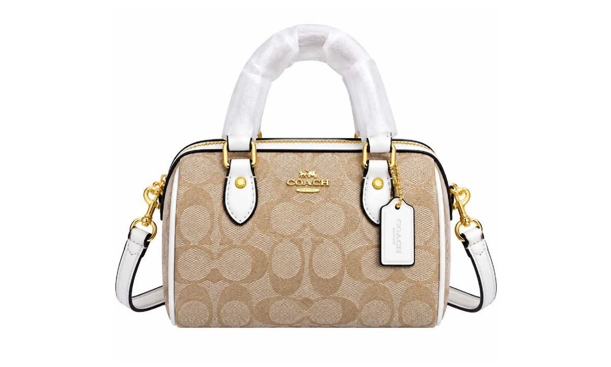 Rowan Crossbody Bag in Signature Canvas – Beige/White