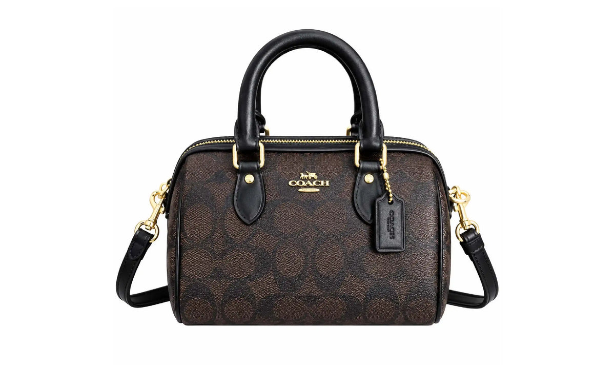 Rowan Crossbody Bag in Signature Canvas – Dark Brown/Black