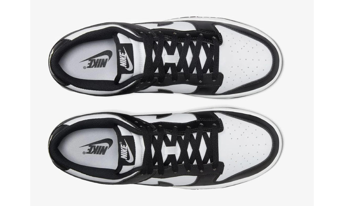 Nike Dunk Low Panda lace-up upper and perforated toe