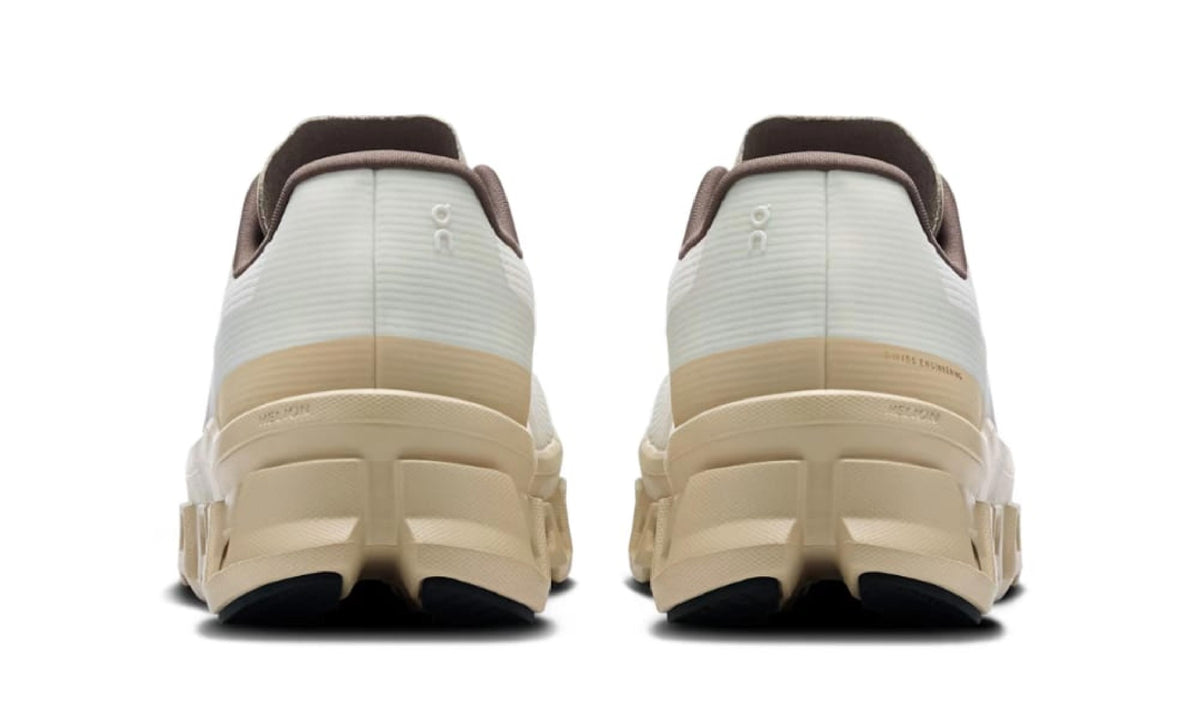 On Cloudmonster Void Ivory Sand heel design