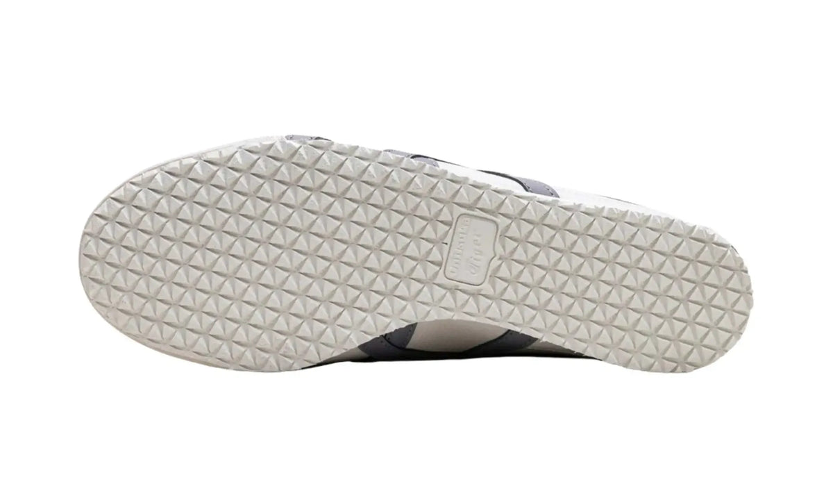 Onitsuka Tiger Mexico 66 Grey White unisex sneaker, outsole view showing the geometric tread pattern