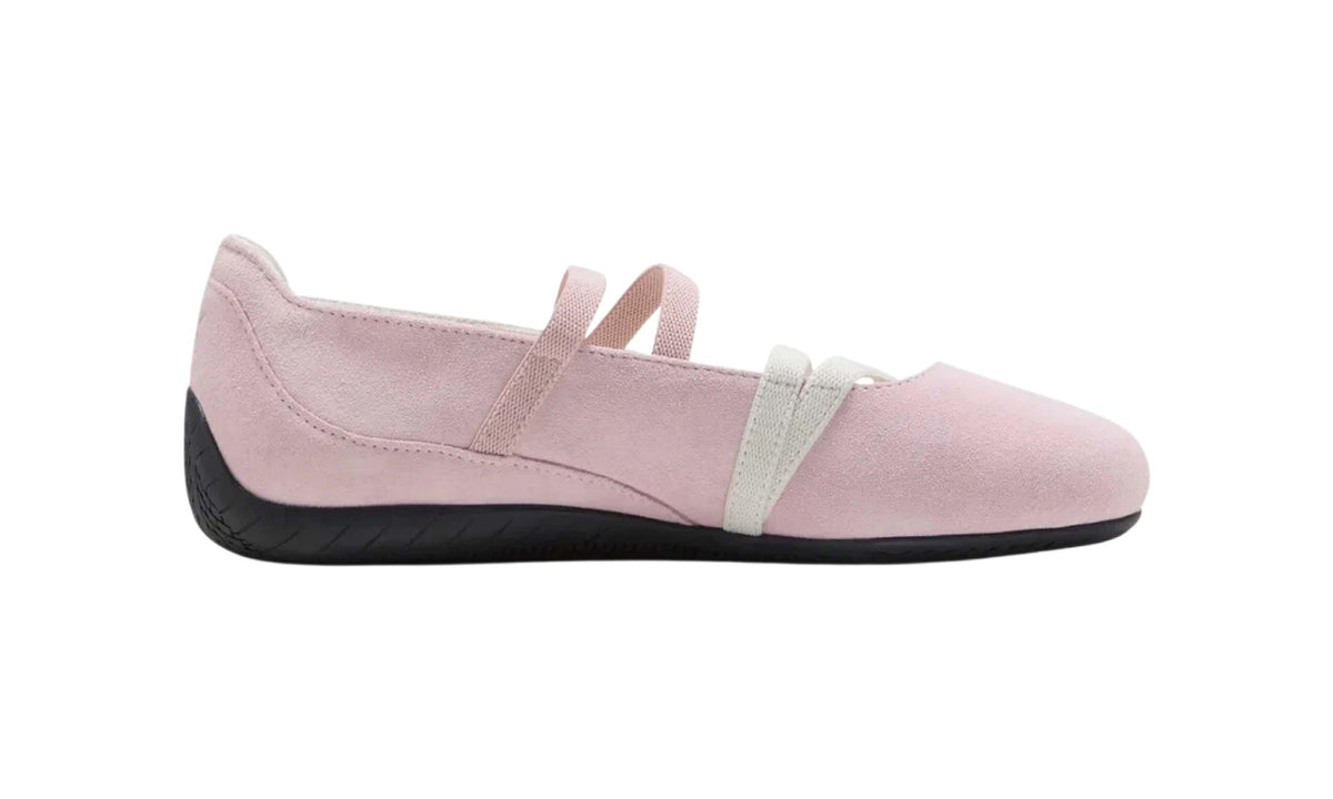 Puma Speedcat Ballet SD Whisp of Pink women’s shoes, inner side view showing pink suede-style texture, straps and closed heel