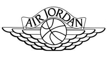 Black and white logo of Air Jordan with a basketball and wings on a white background